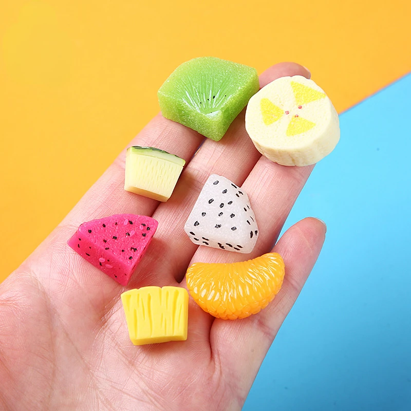 10pcs Mini Kawaii Resin Fruit Slices Miniature Flatback Charms Scrapbooking Tools and Accessories Figurine Diy Jewelry Materials