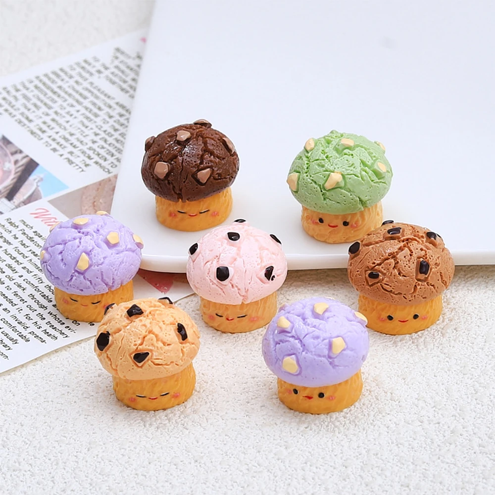 5PCS Shiny Mushroom Bread Series Resin Flatback Cabochons For Hairpin Scrapbooking DIY Jewelry Craft Decoration Accessories