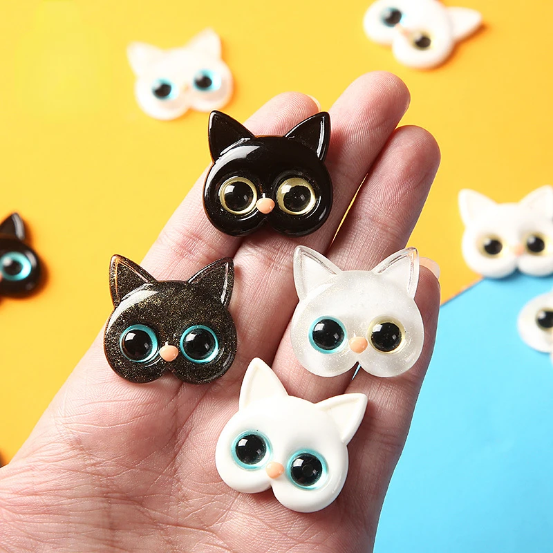 5pcs Kawaii Resin Black and White Cat Accessories Scrapbook Embellishment Figures Crafts Miniatures Cabochon Flatback Charm Diy