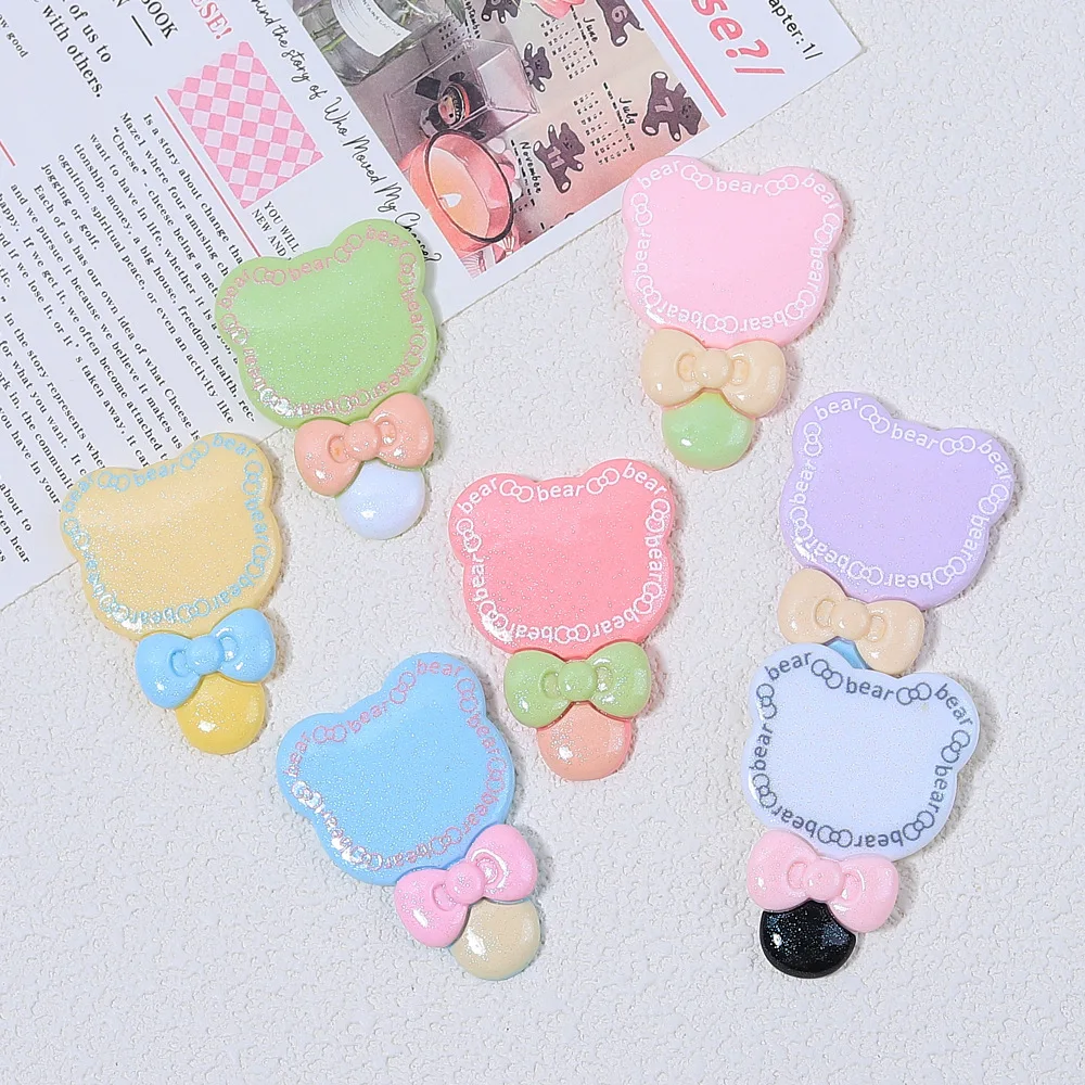 10pcs/lot Kawaii Bear Mirror Resin Charms Pendants For Jewelry Making Findings Necklace Earring DIY Handmade Hair Accessories