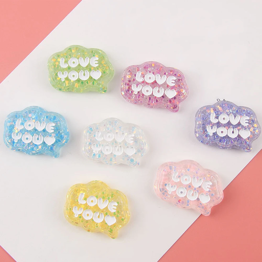 10PCS Glitter English Sign Series Resin Flat Back Cabochons For Hairpin Scrapbooking DIY Jewelry Craft Decoration Accessories