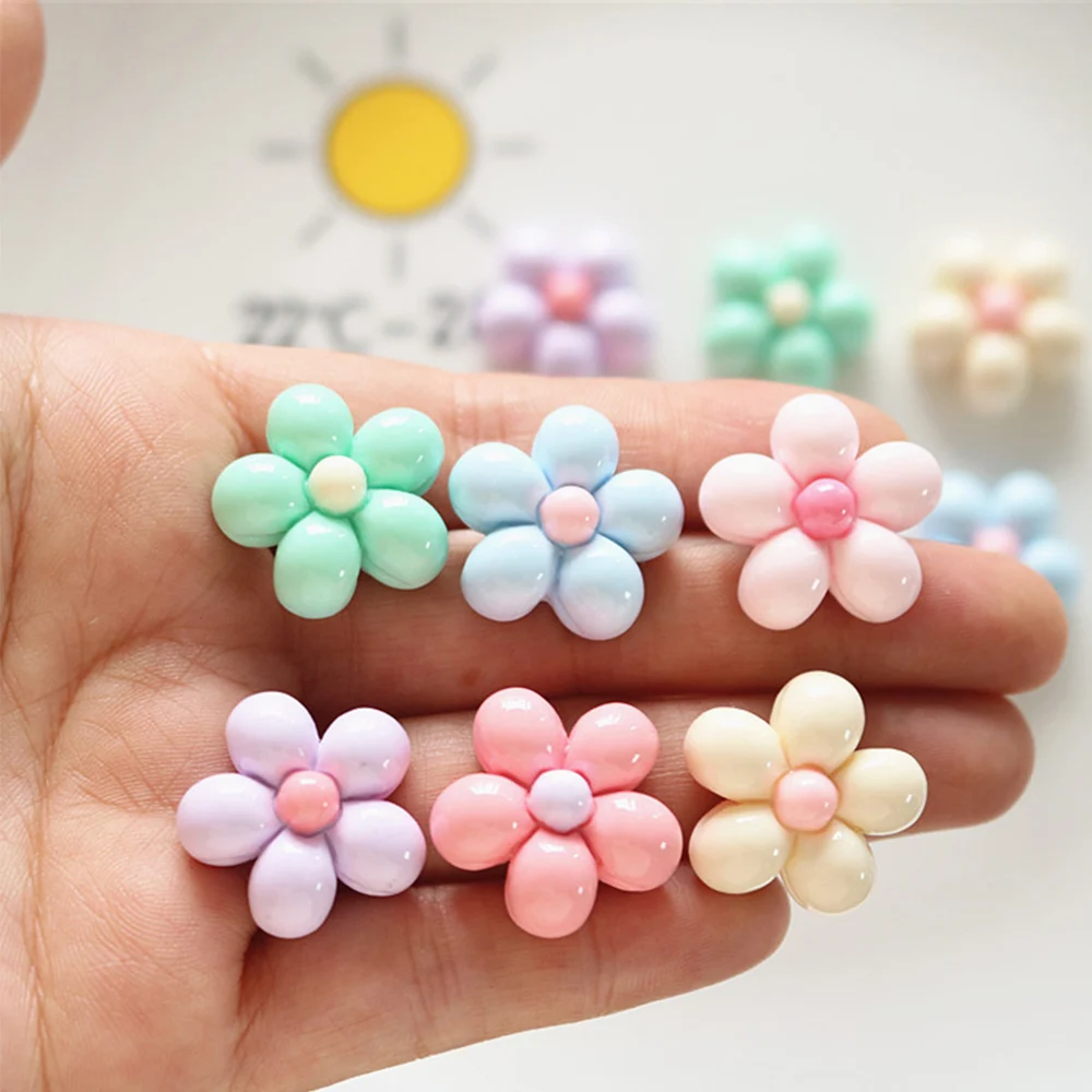 10PCS Shiny Balloon Flower Resin Flat Back Cabochons For Hairpin Scrapbooking DIY Jewelry Craft Decoration Accessories
