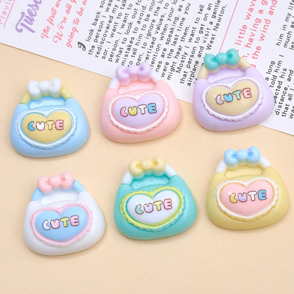 10PCS Shiny Cute Bag Series Resin Flatback Cabochons For Hairpin Scrapbooking DIY Jewelry Craft Decoration Accessories