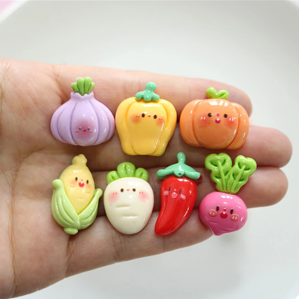 10PCS Shiny Vegetables Series Resin Flat Back Cabochons For Hairpin Scrapbooking DIY Jewelry Craft Decoration Accessories