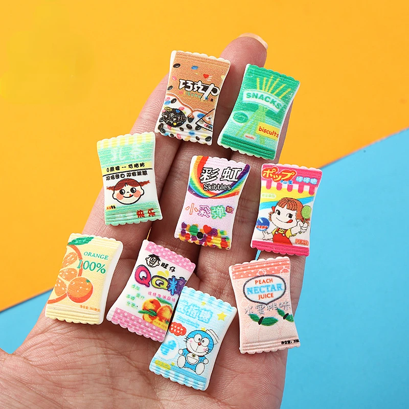 10pcs Kawaii Cartoon Mini Resin Frosted Candy Embellishments Flatback Dollhouse Miniatures Cabochon Charm Accessories Decoration
