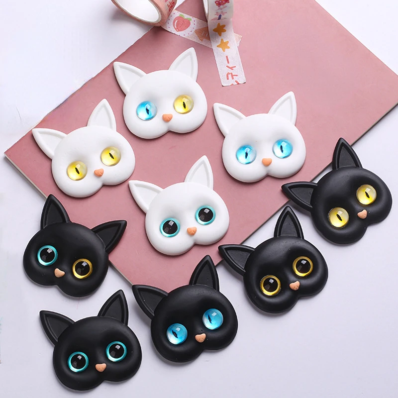 Kawaii Diy Big Resin Cartoon Cat Scrapbooking Embellishment Accessories Dollhouse Miniatures Flatback Charms Figurine Cabochons