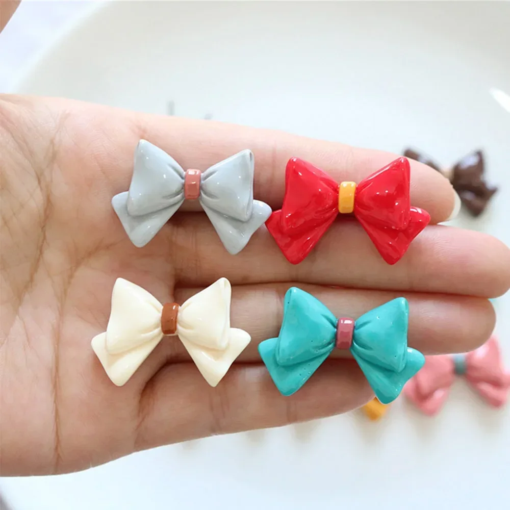 10PCS Shiny 31x20mm Bow Tie Series Resin Flat Back Cabochons For Hairpin Scrapbooking DIY Jewelry Craft Decoration Accessories