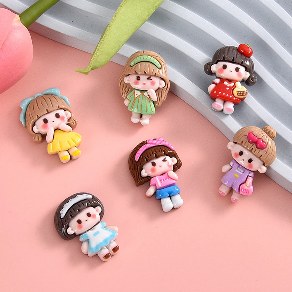 10PCS Shiny Fashion Girl Series Resin Flat Back Cabochons For Hairpin Scrapbooking DIY Jewelry Craft Decoration Accessories