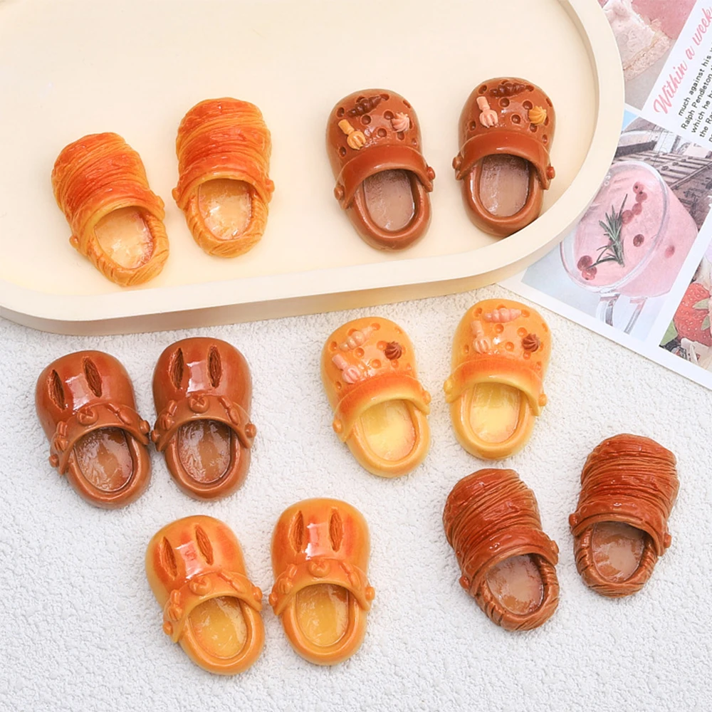 10PCS Shiny Ciabatta Bread Series Resin Flatback Cabochons For Hairpin Scrapbooking DIY Jewelry Craft Decoration Accessories