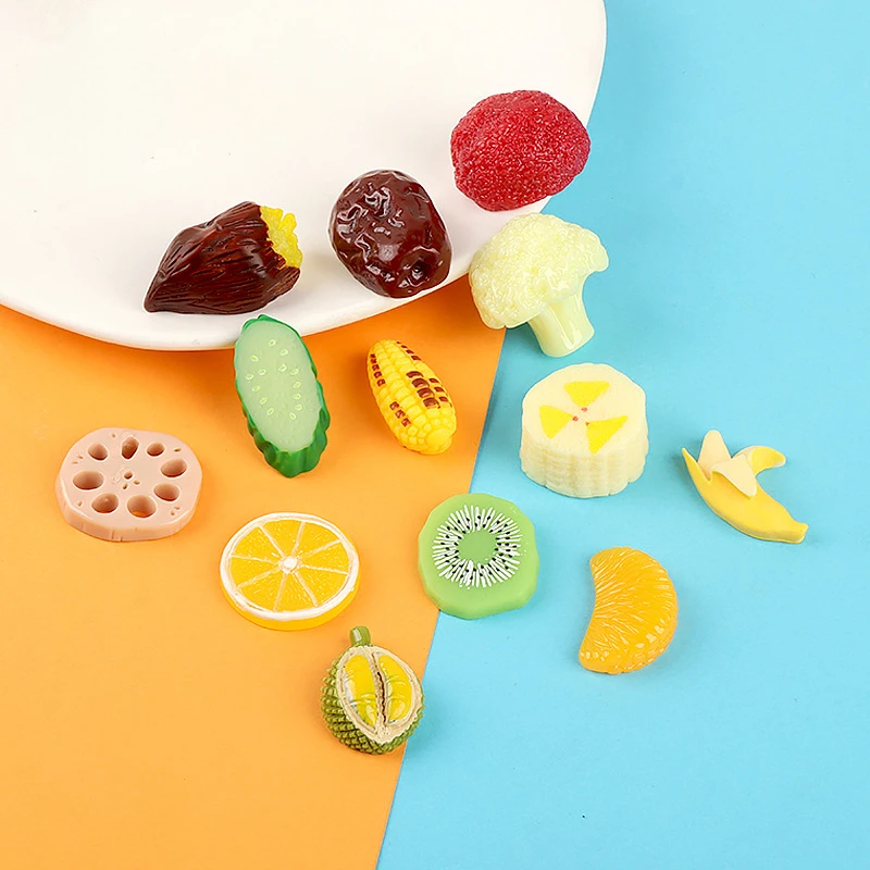 10pcs Diy Mini Kawaii Resin Fruits Scrapbooking Accessories Figurine Miniature Material Supplies Embellishment Cabochon Flatback