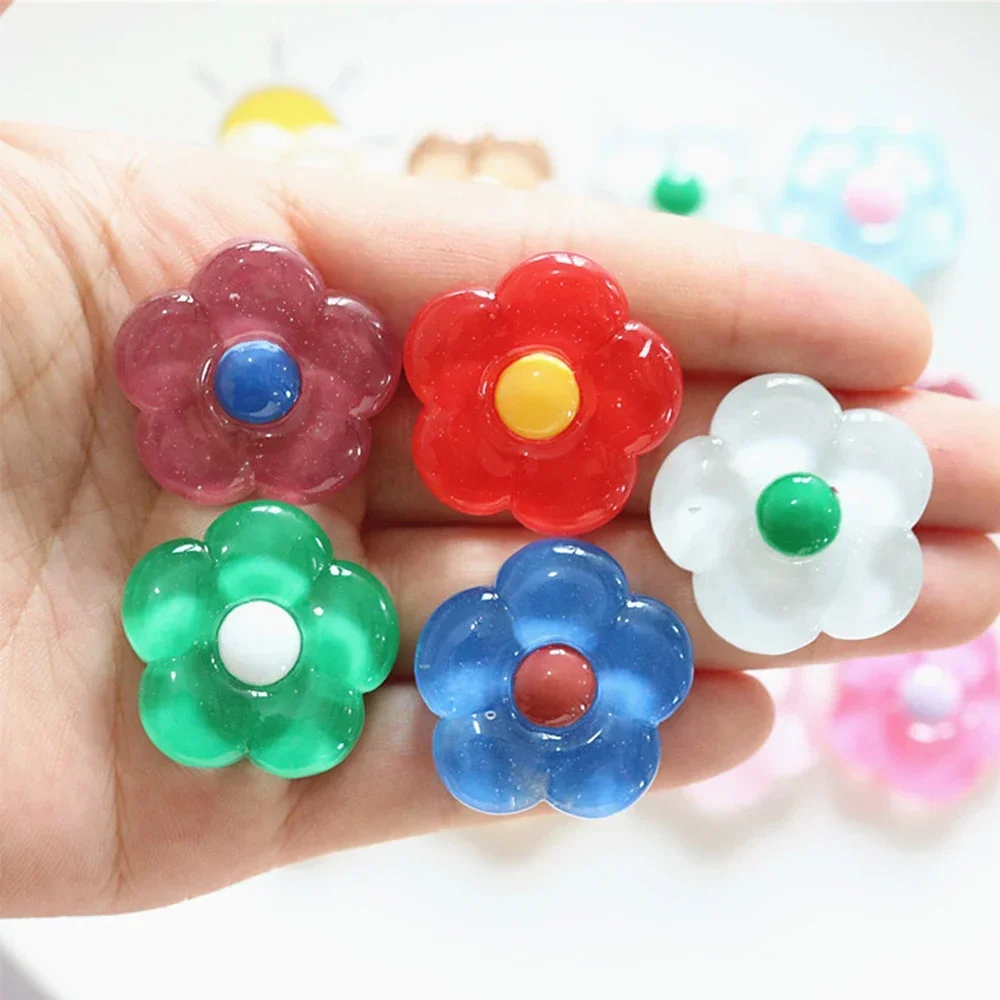 10PCS Multicolored Clear Flower Resin Flat Back Cabochons For Hairpin Scrapbooking DIY Jewelry Craft Decoration Accessories