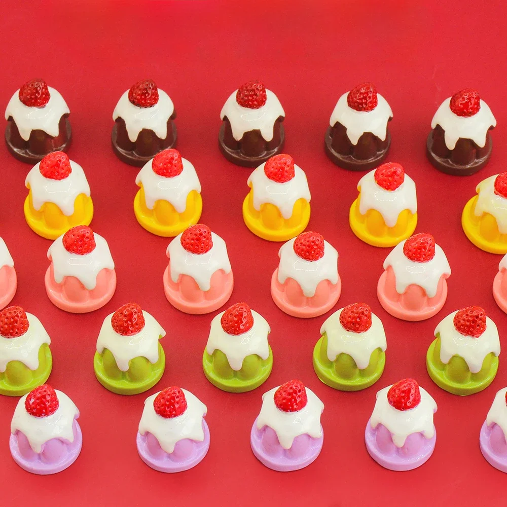Kawaii Mini New Strawberry Cake 3D Crafts Materials Resin Items Decoden Charms Miniatures Flatbacks Material Scrapbook Figurines