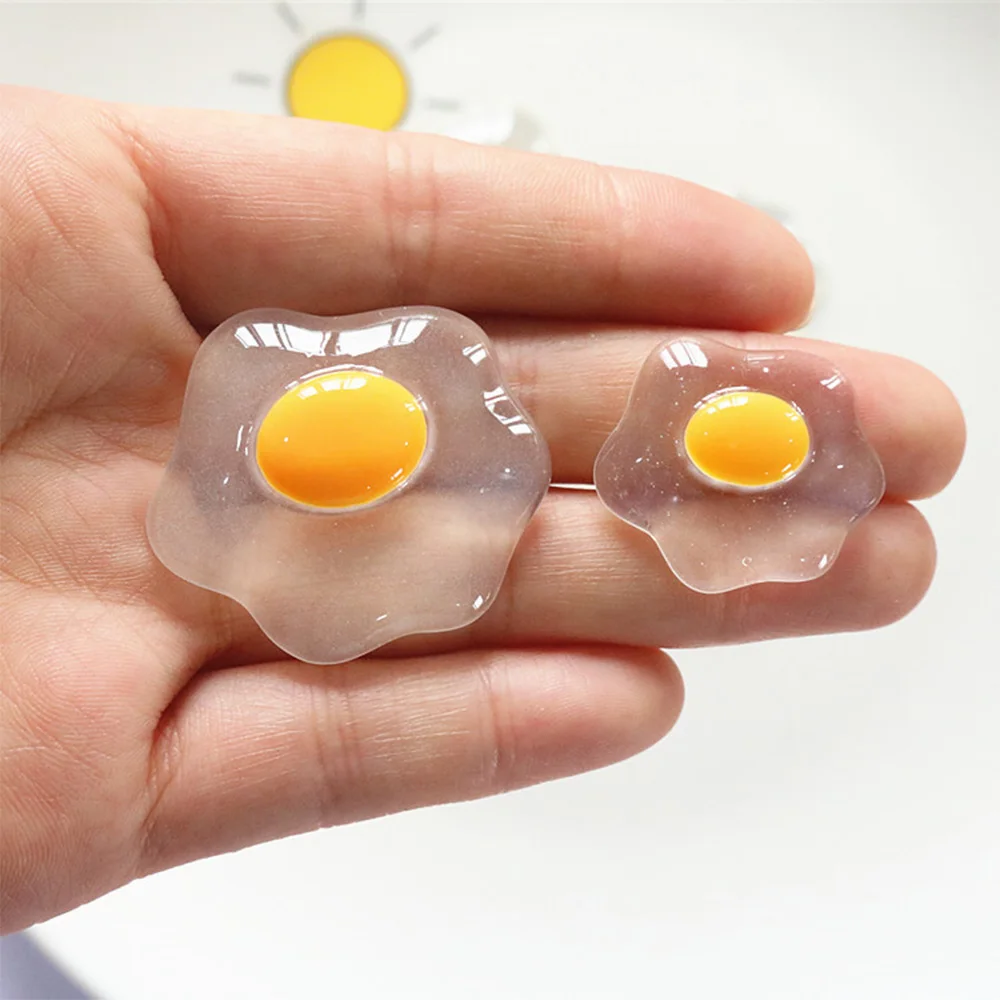 10PCS Clear Fried Eggs Series Resin Flat Back Cabochons For Hairpin Scrapbooking DIY Jewelry Craft Decoration Accessories