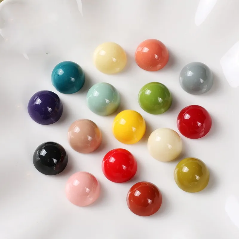 20Pcs Color Half Round Flatback Resin Patch Water Cup Storage Box DIY Decor Kid Hairpin Handmade Applique Scrapbooking Accessory
