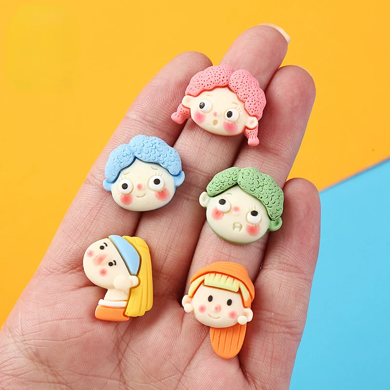 10pcs Kawaii Cartoon Diy Resin Mini Boys Girls Miniature Accessories Flatback Cabochon Scrapbook Tools Dollhouse Craft Material