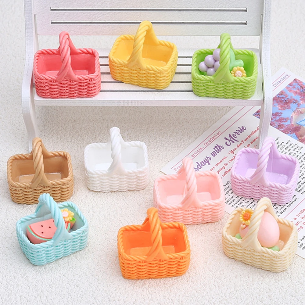 5PCS 3D Color Basket Series Resin Flatback Cabochons For Hairpin Scrapbooking DIY Jewelry Craft Decoration Accessories