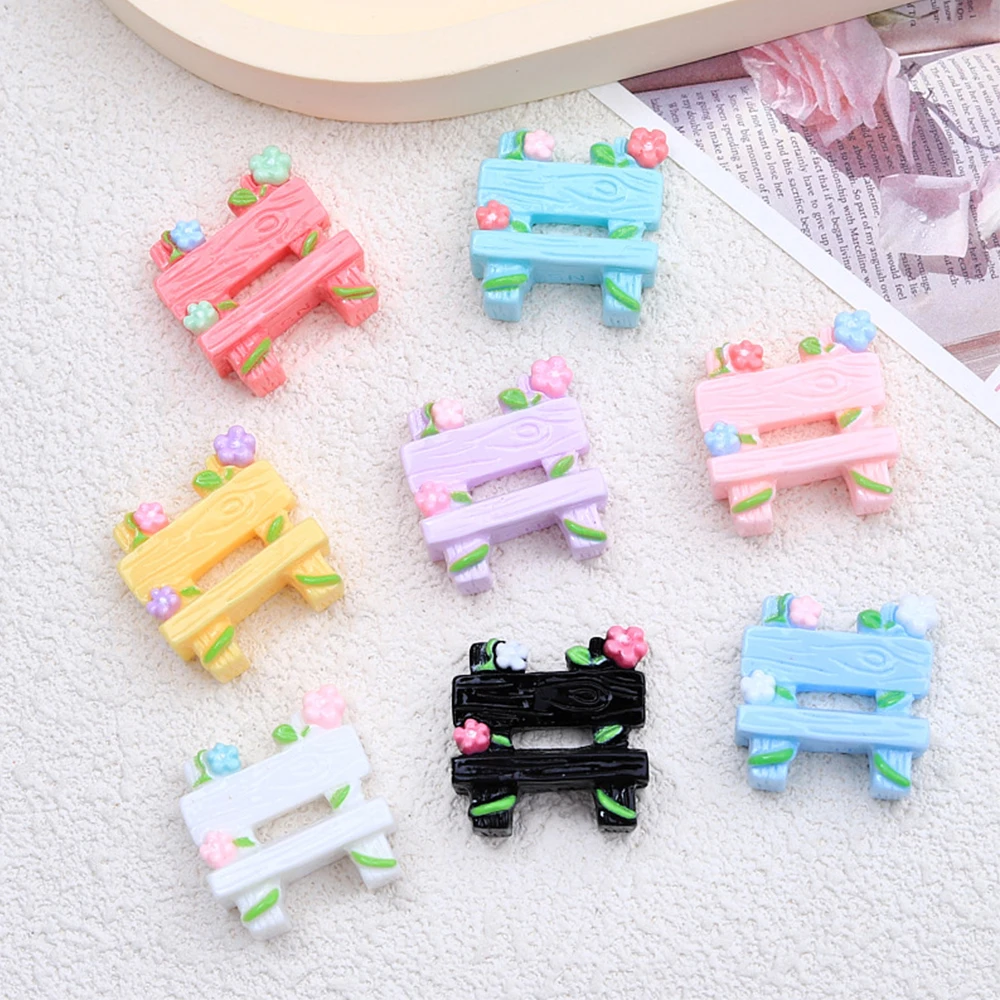 10PCS Shiny Flower Bench Series Resin Flatback Cabochons For Hairpin Scrapbooking DIY Jewelry Craft Decoration Accessories