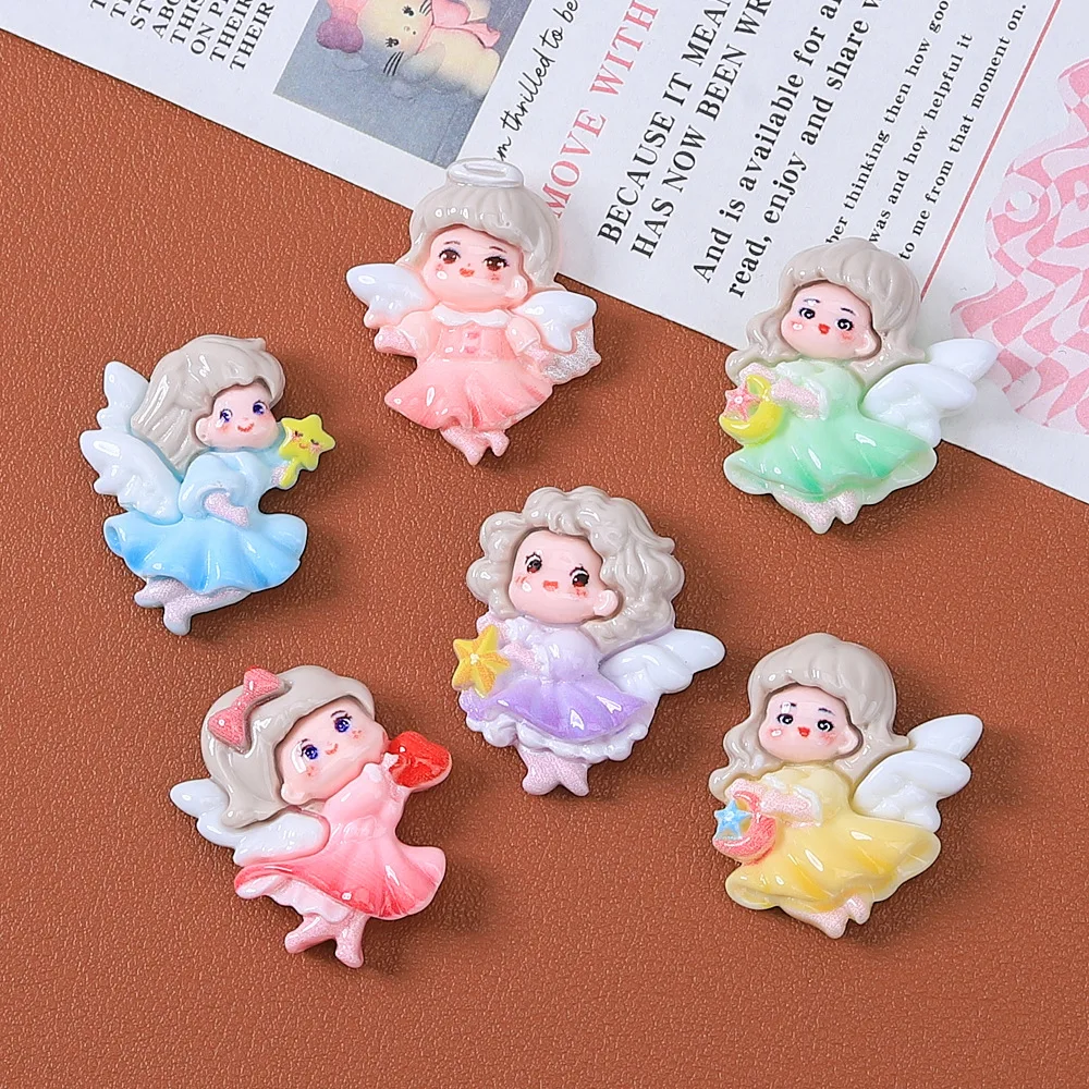 10pcs/lot New Cute Mini Resin Little Girl Angel Series Flatback Ornament Jewelry Making Manicure Hairwear Accessories