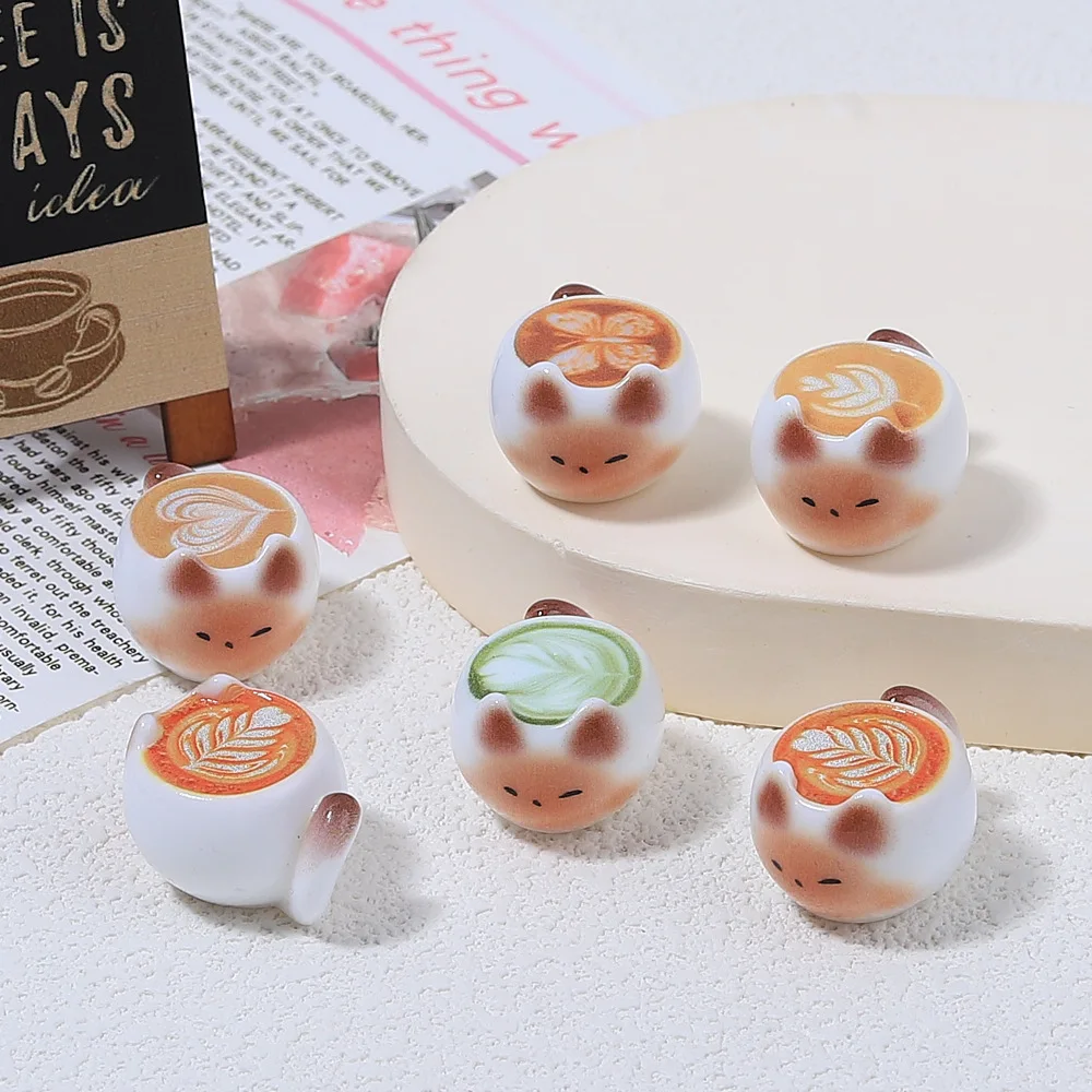 10pcs/lot Cute Love Latte Coffee Cup Charms for Jewelry Making Findings Kawaii Resin Beverages Pendants for Keychain Earrings