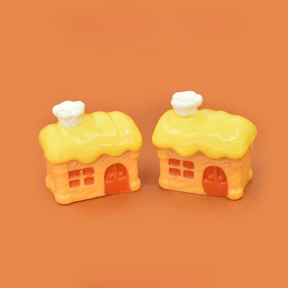Kawaii Resin Mini Bread House 3D Miniature Figurines Dollhouse Room Decoration Embellishment Phone Case Decor Crafts Figures