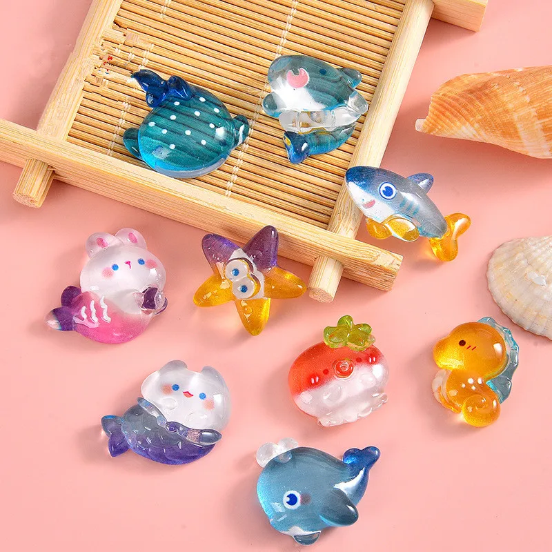 10Pcs Transparent Ocean Mermaid Resin DIY Mobile Phone Case Decoration Articles For Woman Earring Jewelry Flat Back Materials