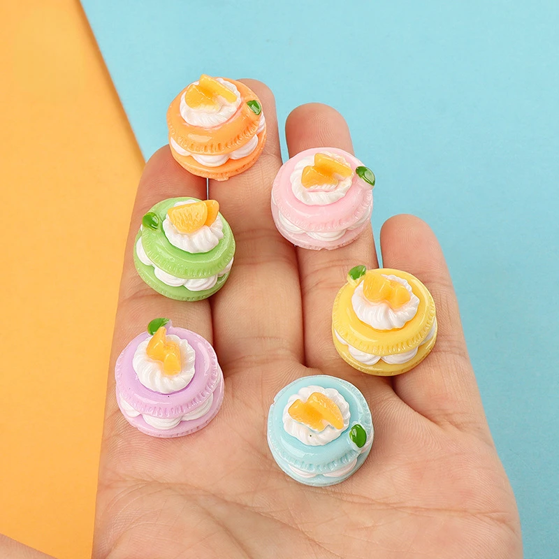 10pcs Kawaii 3D Mini Resin Shining Round Cake Charms Flatback Cabochons Figures Crafts Embellishments Miniature Diy Accessories