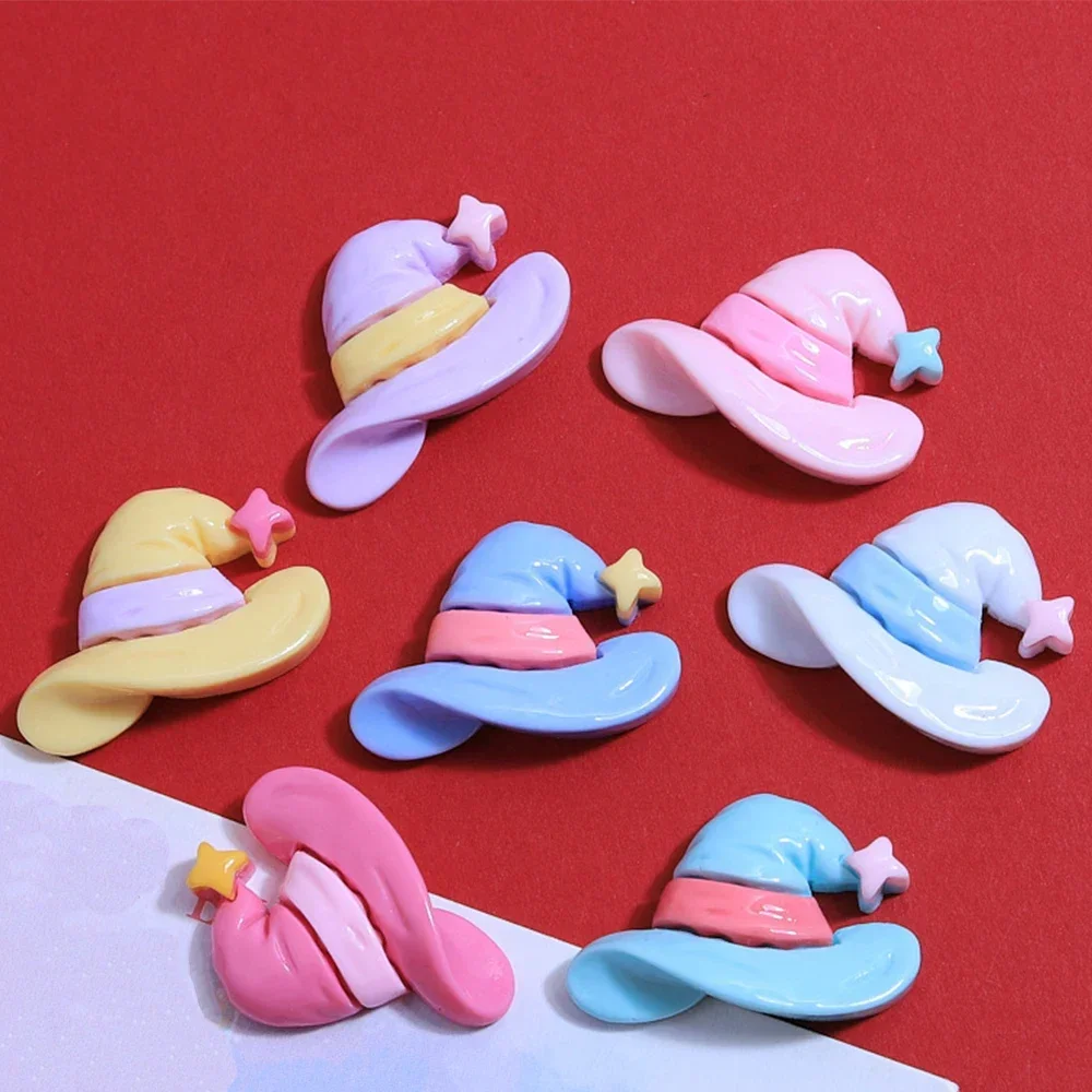 10PCS Shiny Colorful Hat Series Resin Flat Back Cabochons For Hairpin Scrapbooking DIY Jewelry Craft Decoration Accessories