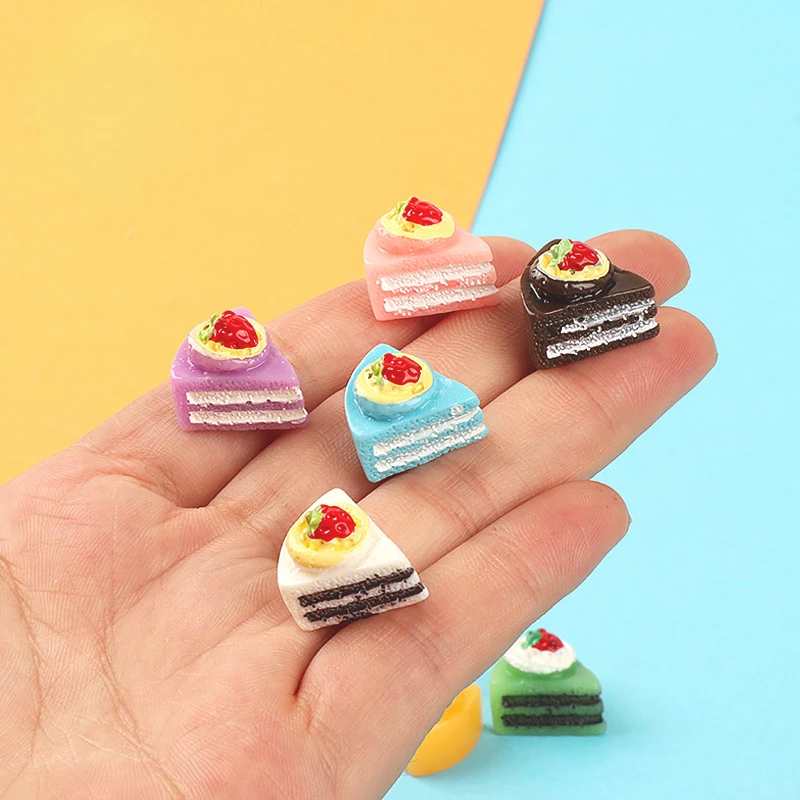 10pcs Kawaii 3D Mini Resin Cake Flatback Charms Miniature Cabochon Craft Supplies Dollhouse Miniatures DIY Scrapbooking Charms