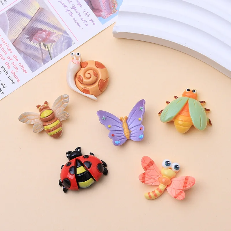 10pcs/lot Cartoon Cute Bees, Butterflies, Snails, Dragonflies Series Flat Bottom Scrapbook Diy Jewelry Hair Clips Phone Case