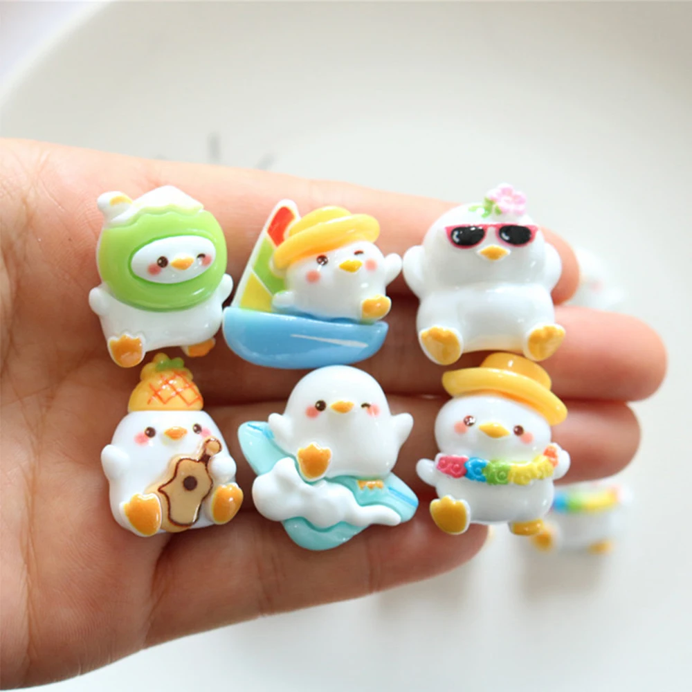 10PCS Shiny Holiday Duck Series Resin Flat Back Cabochons For Hairpin Scrapbooking DIY Jewelry Craft Decoration Accessories