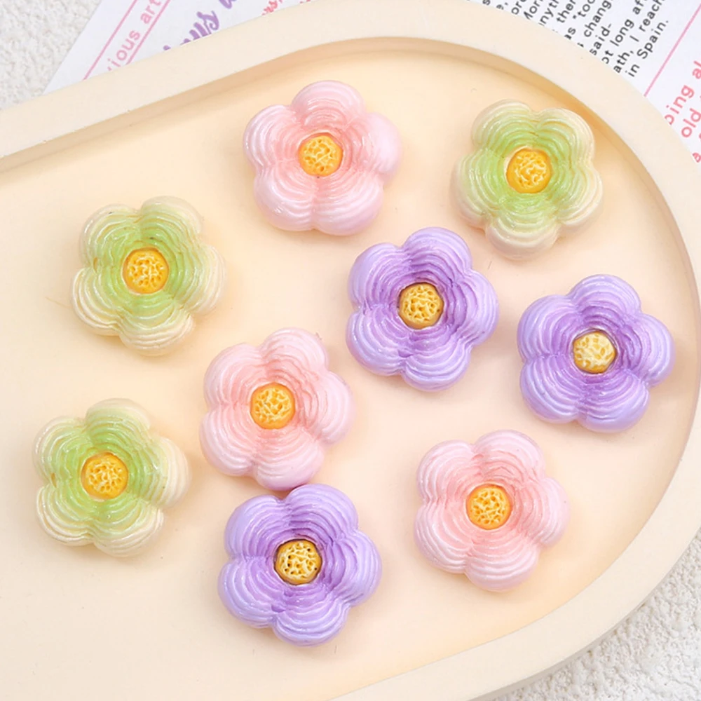 10PCS Shiny Cherry Blossom Bread Resin Flatback Cabochons For Hairpin Scrapbooking DIY Jewelry Craft Decoration Accessories
