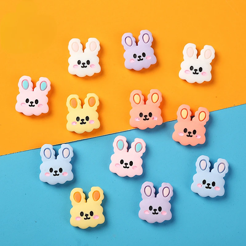10pcs Cartoon Kawaii Diy Resin Mini Rabbits Scrapbooking Accessories Cabochon Miniatures Embellishment Flatback Phone Decoration