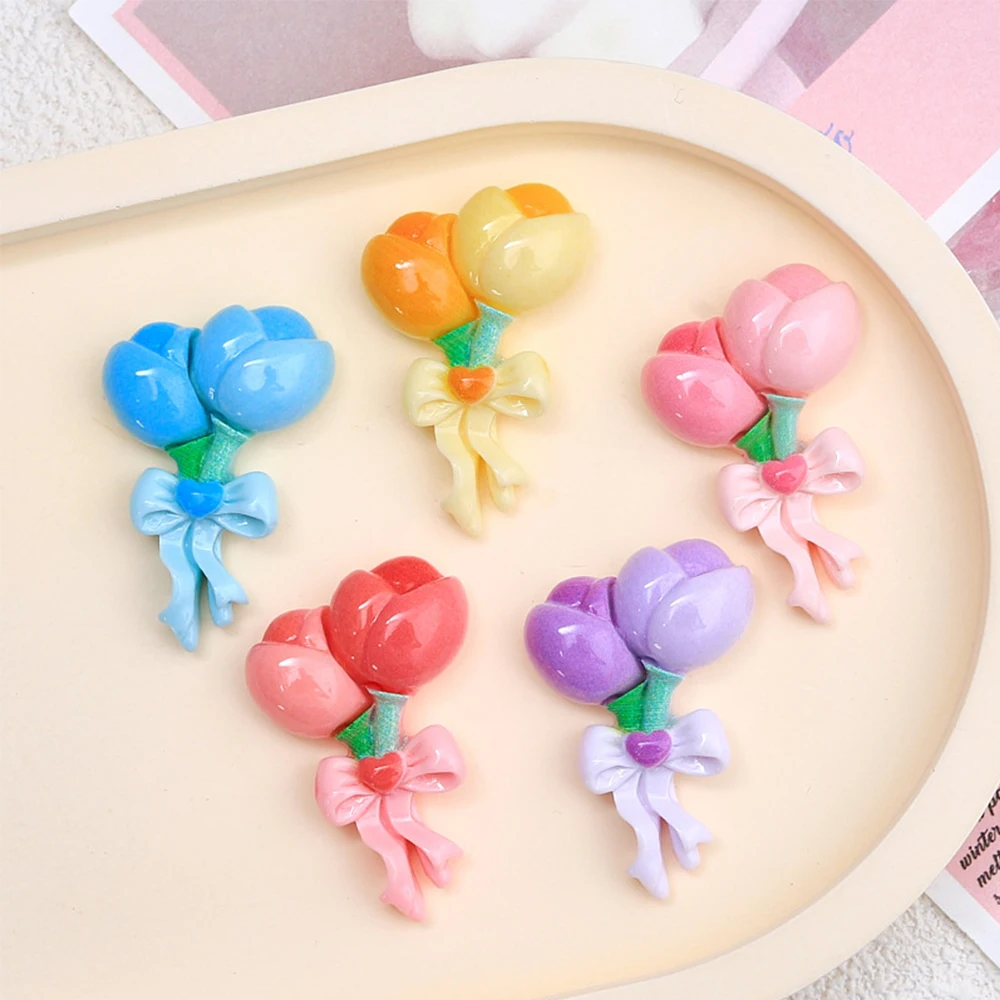 10PCS Shiny Tulip Balloon Series Resin Flatback Cabochons For Hairpin Scrapbooking DIY Jewelry Craft Decoration Accessories