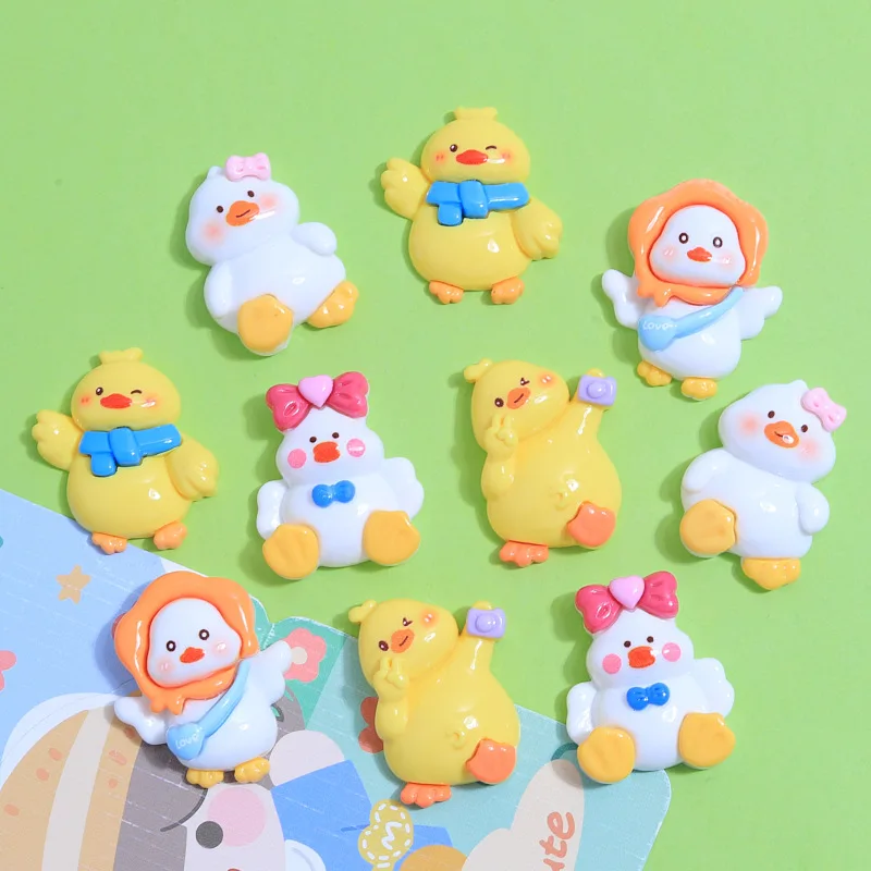 10pcs/lot New Cute Resin Mini Duck Series Flat Back Manicure Parts Embellishments For Hair Bows Accessories