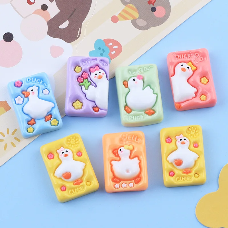 10pcs/lot Kawaii Cartoon Duck Flatback Resin Cabochon Scrapbooking For Phone Decoration Jewelry Craft DIY Hair Bows Accessories