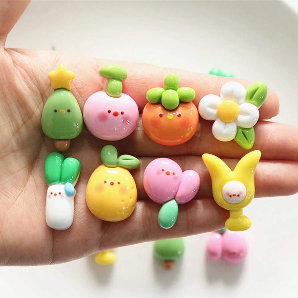 10PCS Shiny Cartoon Fruit Tree Series Resin Flatback Cabochons For Hairpin Scrapbooking DIY Jewelry Craft Decoration Accessories