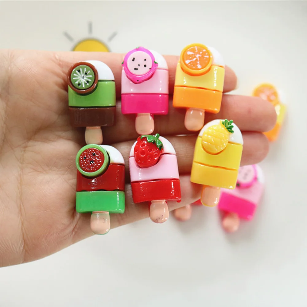 10PCS Shiny Fruit Ice Cream Resin Flatback Cabochons For Hairpin Scrapbooking DIY Jewelry Craft Decoration Accessories