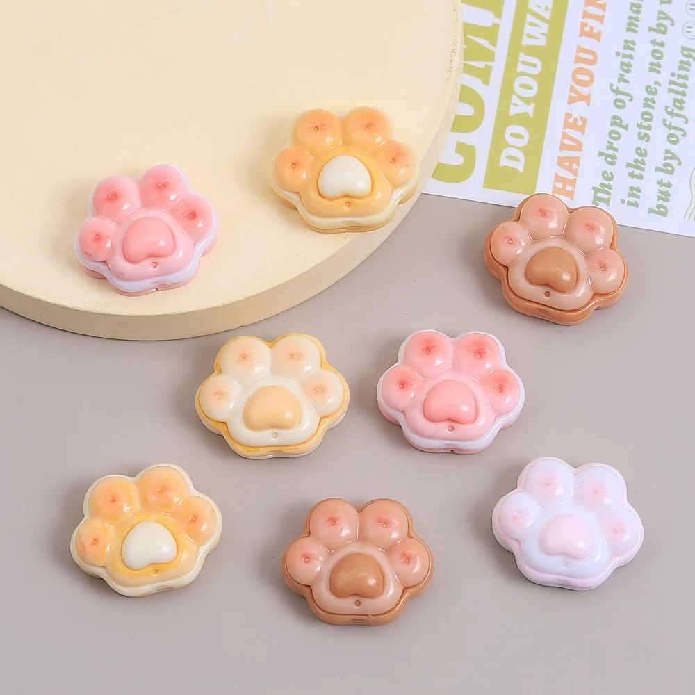 3pcs/lot Kawaii Cat Paw Cookies Flat back Cabochon For Hair Bows Scrapbooking Fit Phone Decoration DIY Dollhouse Accessories