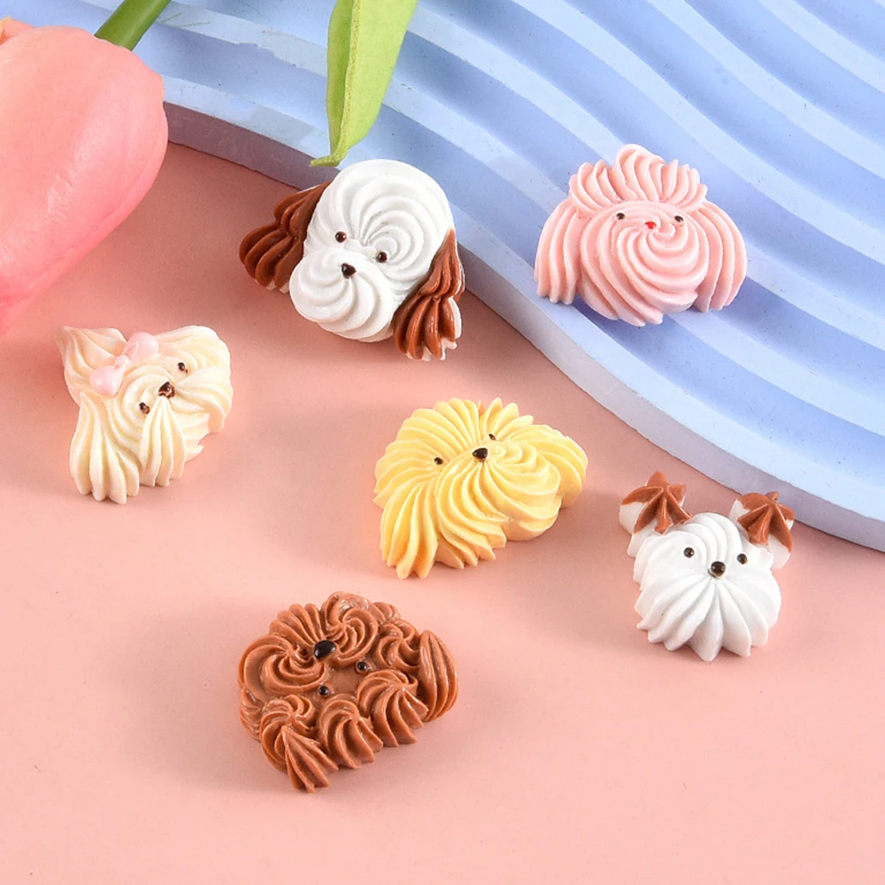 10PCS Cream Dog Series Resin Flatback Cabochons For Hairpin Scrapbooking DIY Jewelry Craft Decoration Accessories