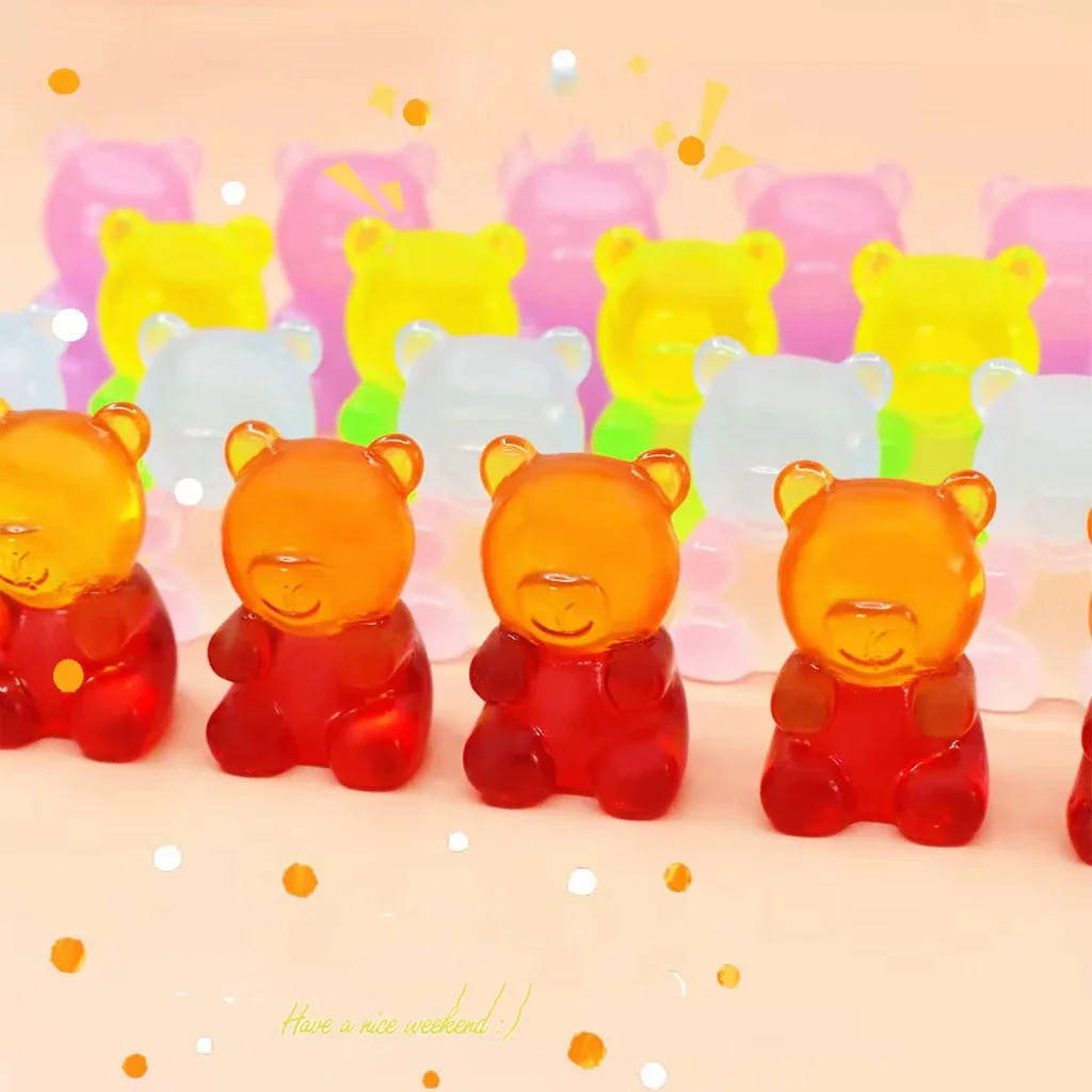 New Kawaii Mini 3D Gradient Bear Candy Decoden Resin Items Flatbacks Accessories Figurine Planar Diy Craft Dollhouse Miniature