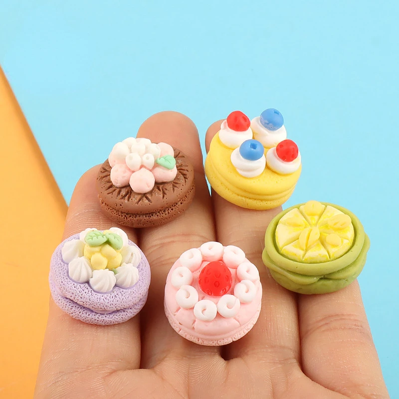 10pcs Kawaii Resin Mini 3D Fruit Cake Decorative Sculpture Statues Figurine Dollhouse Miniature Items Things Figures Room Decor