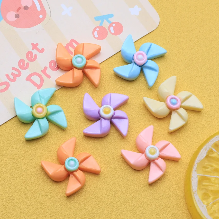 10pcs/lot Rainbow Colorful Flower Resin Cabochons Flatback Windmill Resins Accessories Flat Back Embellishmends for Scrapbooking