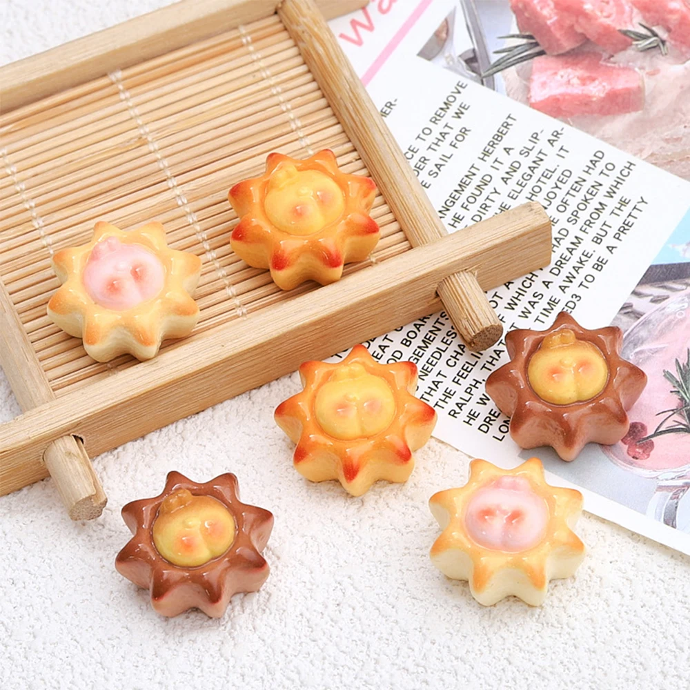 10PCS Shiny Sun Biscuits Series Resin Flatback Cabochons For Hairpin Scrapbooking DIY Jewelry Craft Decoration Accessories