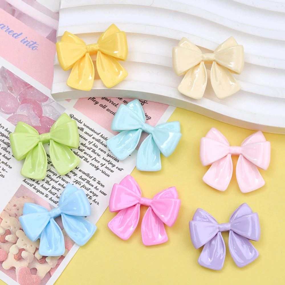 10PCS Shiny Multicolor Bow Series Resin Flatback Cabochons For Hairpin Scrapbooking DIY Jewelry Craft Decoration Accessories
