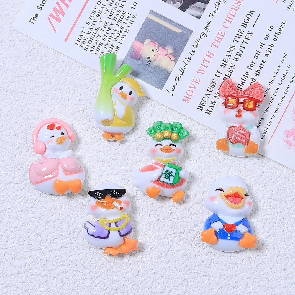 3pcs/lot Adorable Duck Resin Cream Phone Case Head Rope Hair Clip Jewelry DIY Factory Wholesale Water Cup Sticker Stationery