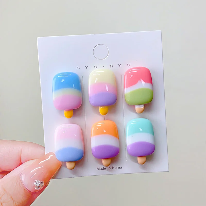 20Pcs Kawaii Gradient Ice Cream Flat Back Resin Earrings Jewelry Hairpin Crafts Making DIY Scrapbooking Phone Decorate Accessory