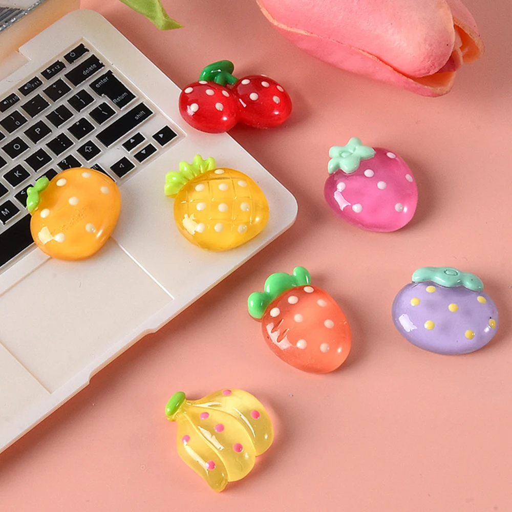 10PCS Clear White Spot Fruit Series Resin Flatback Cabochons For Hairpin Scrapbooking DIY Jewelry Craft Decoration Accessories