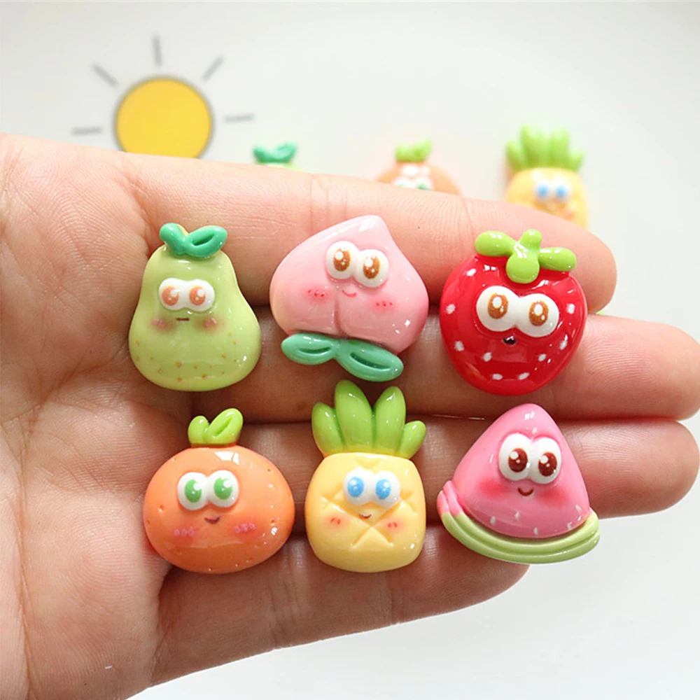 10PCS Shiny Big Eyed Fruit Series Resin Flat Back Cabochons For Hairpin Scrapbooking DIY Jewelry Craft Decoration Accessories