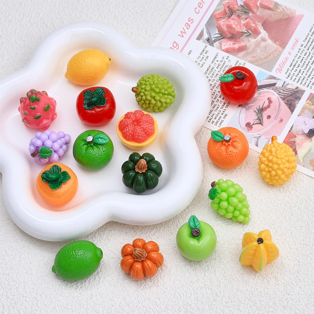 5PCS Shiny 3D Fruit Series Resin Flatback Cabochons For Hairpin Scrapbooking DIY Jewelry Craft Decoration Accessories