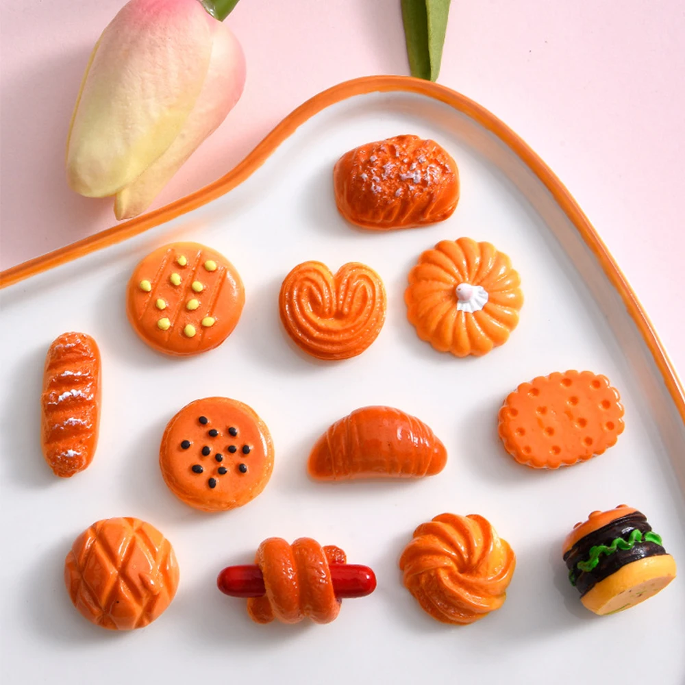 10PCS Bread Burger Series Resin Flat Back Cabochons For Hairpin Scrapbooking DIY Jewelry Craft Decoration Accessories